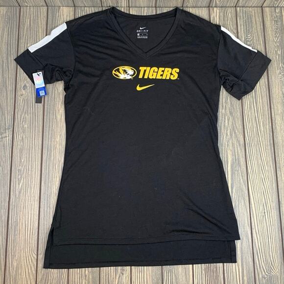 Nike University of Missouri Tigers Womens sport Shirt Med Black Yellow NWT - Picture 1 of 8